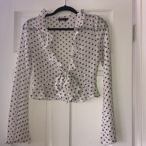 NASTY GAL | black and white sheer blouse